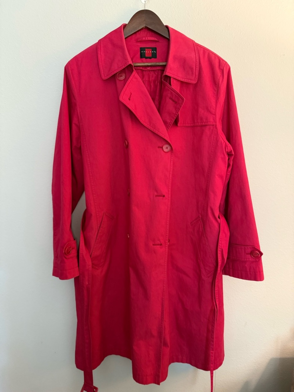 Gallery Vibrant Reddish Pink Trench Coat with Removable Liner